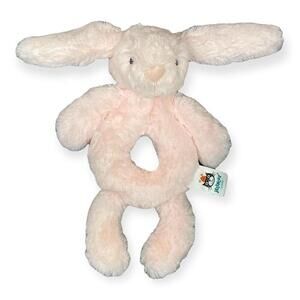 Jellycat Bashful Blush Bunny Ring Rattle Rabbit Plush Grabber Soft Baby Toy 8”